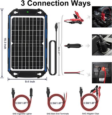 12W 12V 태양 전지 패널 트리클 충전기 태양 전지 배터리 유지 관리기 MPPT