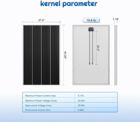 단결성 PV 단단한 태양 전지 패널 셀 12V 180W 컴팩트