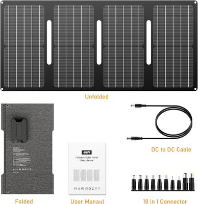 40W 휴대용 태양 전지 패널 야외 캠핑 하이킹을위한 15V DC 소켓