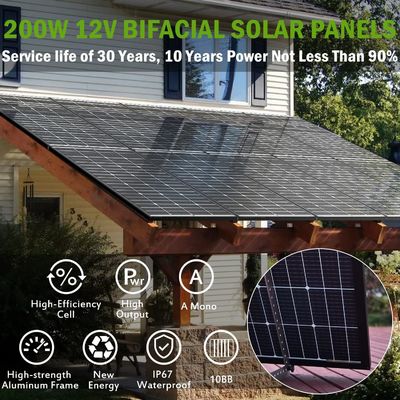 200W 태양광 단층 PV 패널 모듈 12V 10BB RV 가정용