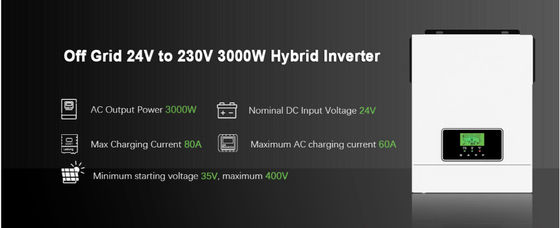 FT3000 태양 융합 인버터 3200W 80A MPPT 태양 충전 컨트롤러와 함께 흰색
