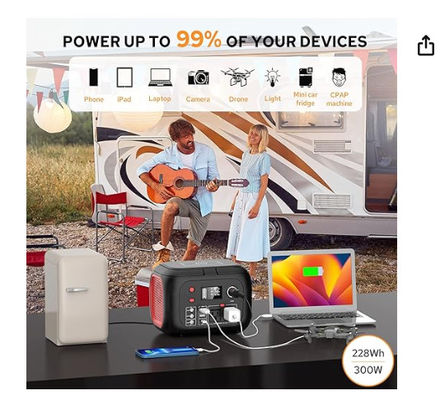 228Wh 태양 리?? 배터리 300W 휴대용 발전소 LED 조명