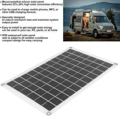 가벼운 휴대용 태양 전지 패널 단결 결정전지 100W 12/24V USB 출력