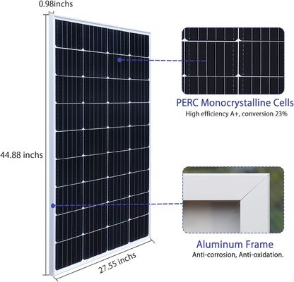 12V 24V 모노 PV 단단한 태양 전지 모듈 300W 150W 전력